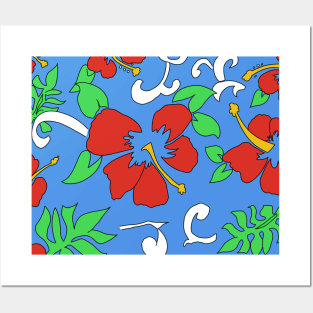 Soft Tropical Red Hibiscus Posters and Art